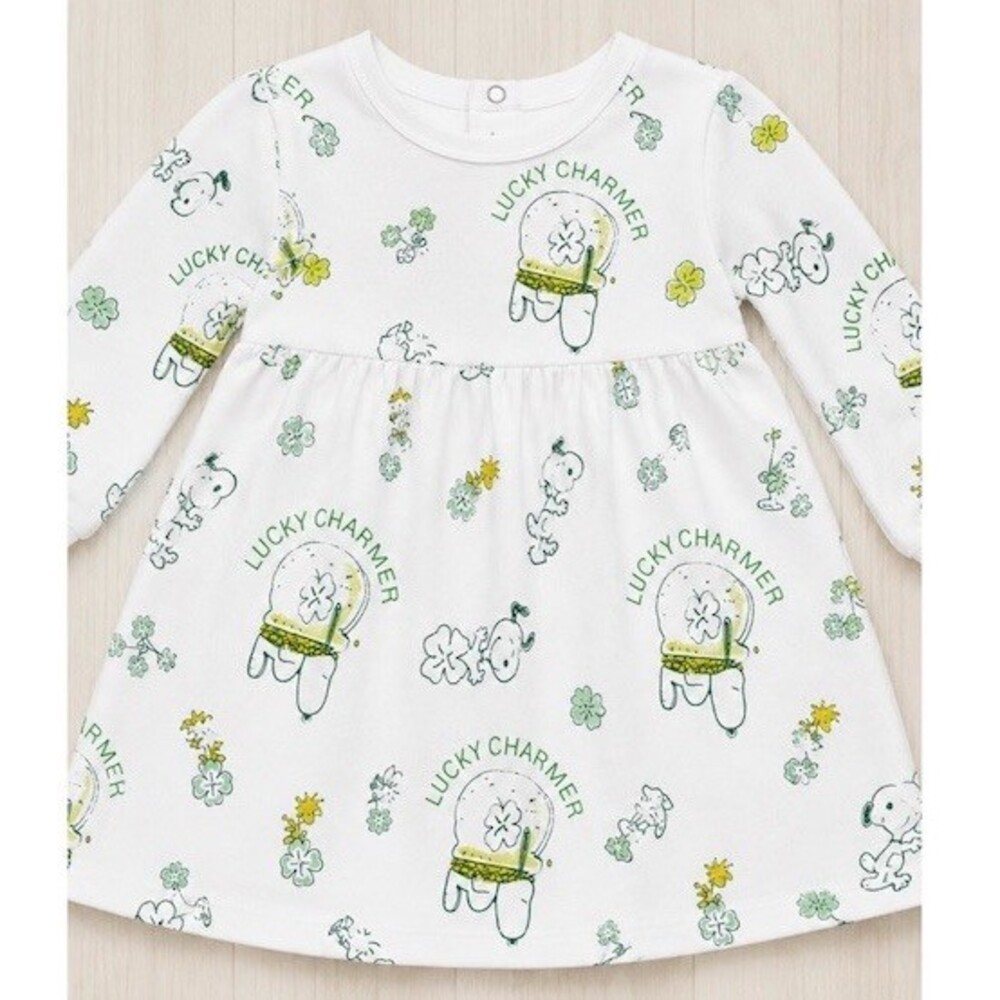 Peanuts Snoopy Dress Girls 4T Multicolor Shamrock Print Long Sleeve